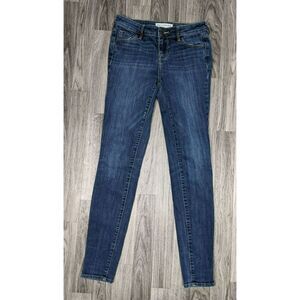 Bullhead Denim Co Womens Size 24 Pockets Mid Rise Skinniest Whiskered Blue Jeans